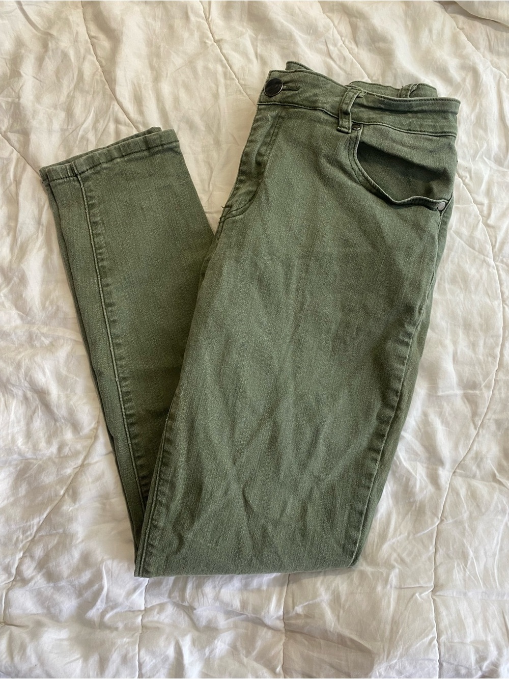 K. Jordan Olive Green Mid Rise Stretch Skinny Utility Jeans Women’s Size 14
